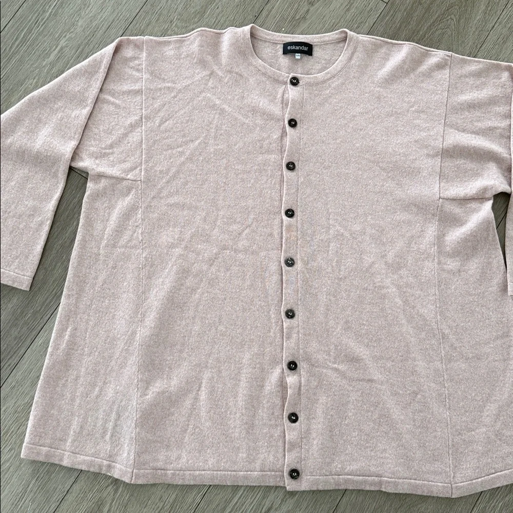 Eskandar women’s Cashmere Side Paneled Button down Cardigan O/S pink NWT